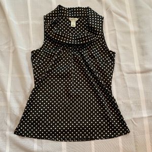 WHBM Polk Dot Cowl Neck Top